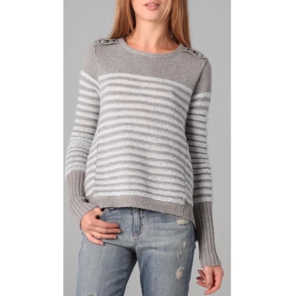 Free People Majorette Gray Striped Sweater XS Y2K